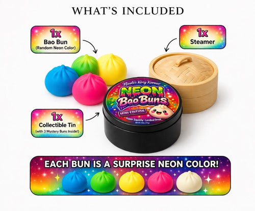 Neon Bao Buns Mini Squishy, Kawaii Stress Relief Dumpling Toy