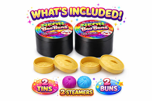 Neon Bao Buns Mini Squishy, Kawaii Stress Relief Dumpling Toy (2-pack)