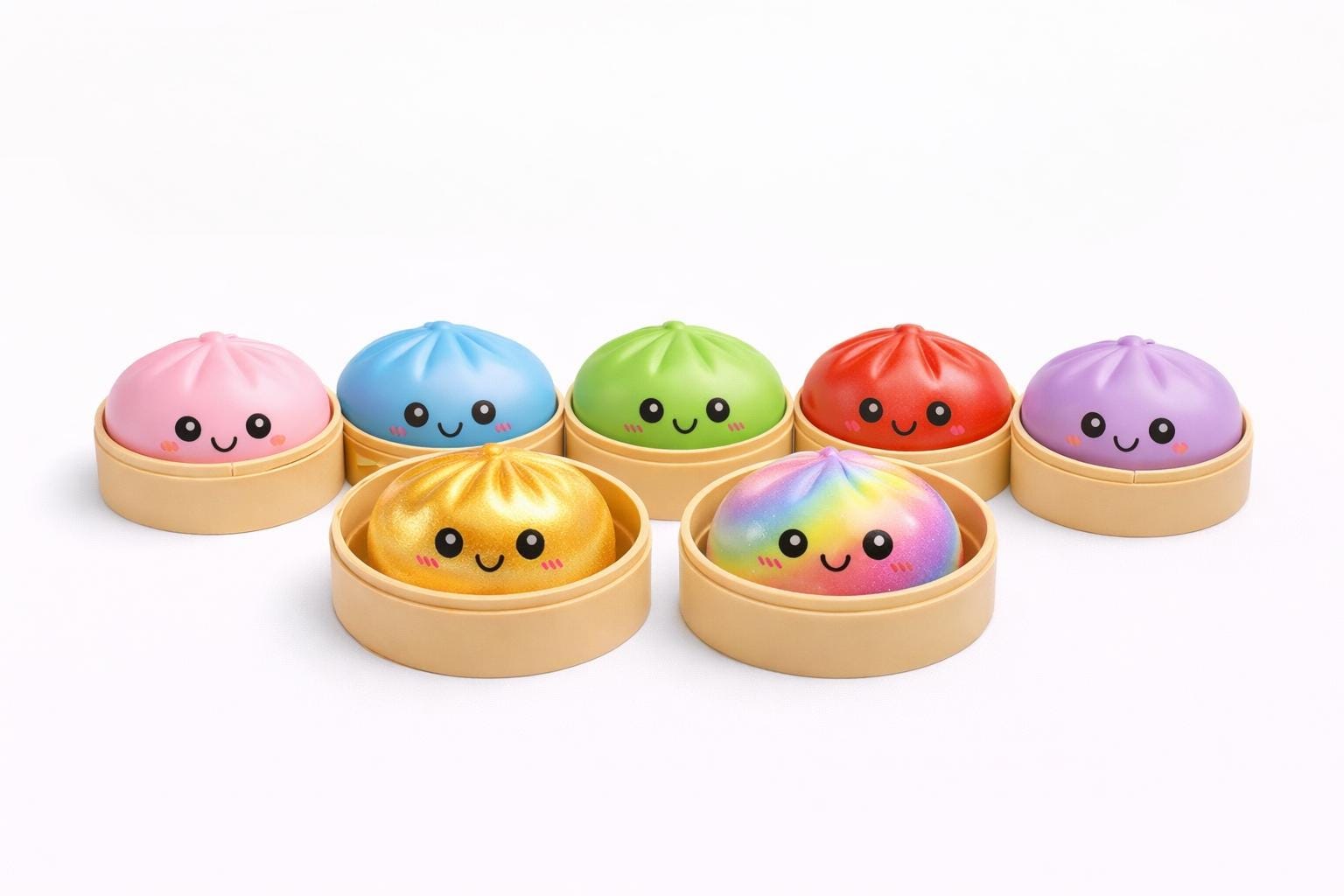 Smiley Bao Bun Squishy, Kawaii Dumpling Stress Relief Toy