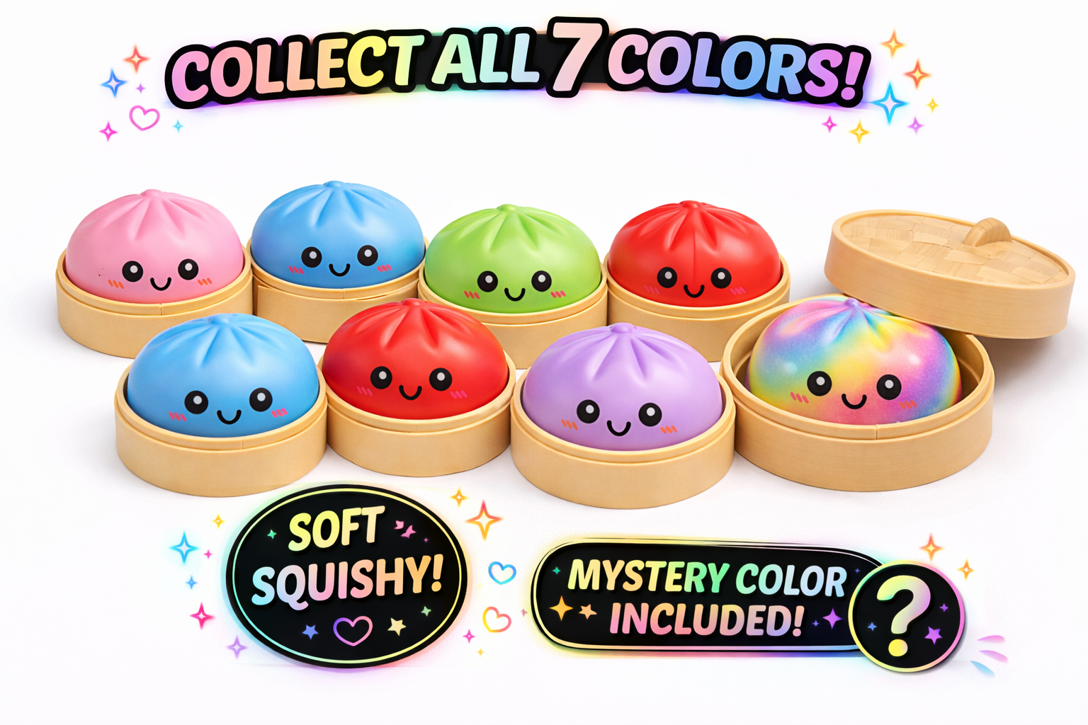 Smiley Bao Bun Squishy, Kawaii Dumpling Stress Relief Toy