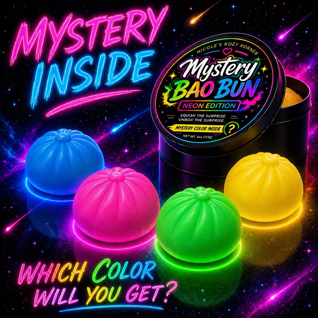 Neon Bao Buns Mini Squishy, Kawaii Stress Relief Dumpling Toy (no steamer - 4 piece)
