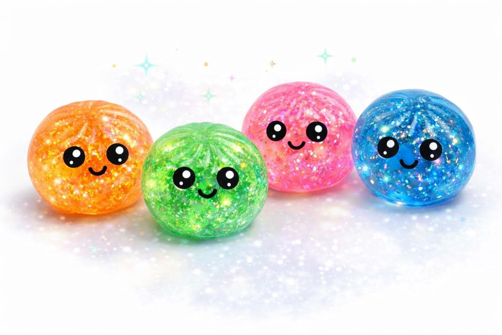 Nicole's Kozy Korner Galactic Bao Bun Neon Smiley Squishy, Mystery Kawaii Stress Relief Toy (no steamer, 5 piece)