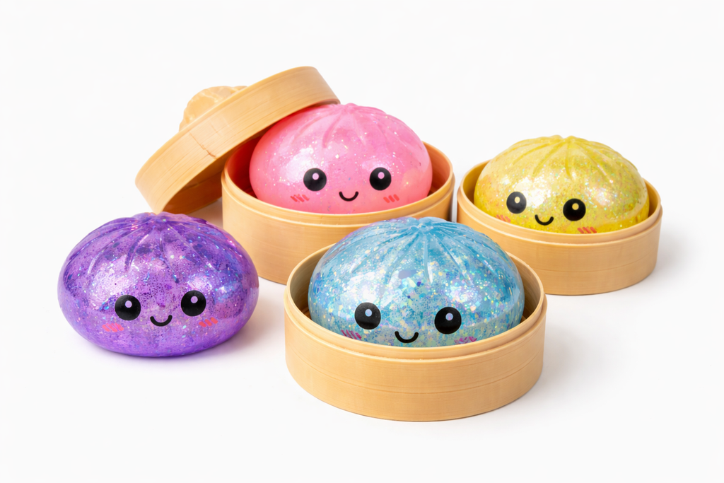 Nicole's Kozy Korner Mystery Glitter Bao Buns Squishy, Kawaii Stress Relief Toy