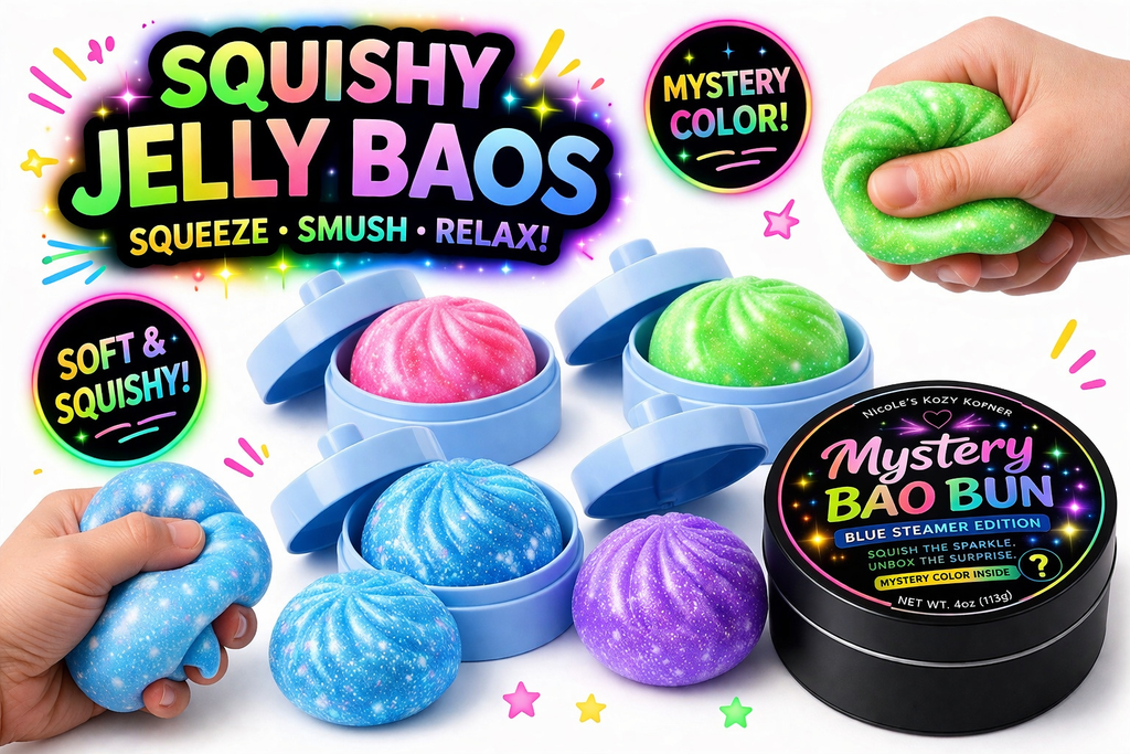 Mystery Glitter Bao Bun Squishy, Kawaii Stress Relief Toy