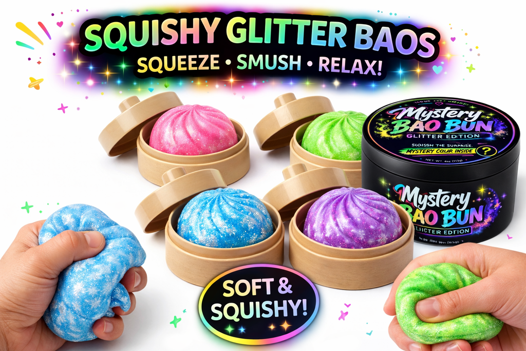 Nicole's Kozy Korner Glitter Bao Bun Squishy, Mystery Kawaii Stress Relief Toy