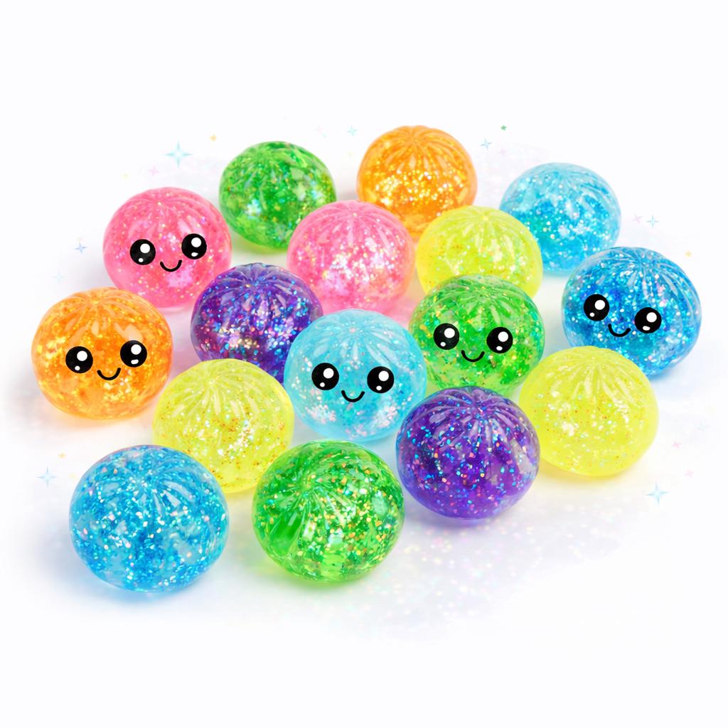 Nicole's Kozy Korner Galactic Bao Bun Neon Smiley Squishy, Mystery Kawaii Stress Relief Toy (no steamer, 5 piece)